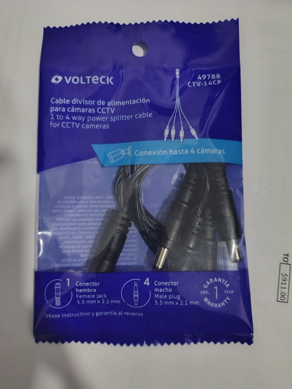 Cable divisor de alimentación para camaras CCTV tipo pulpo