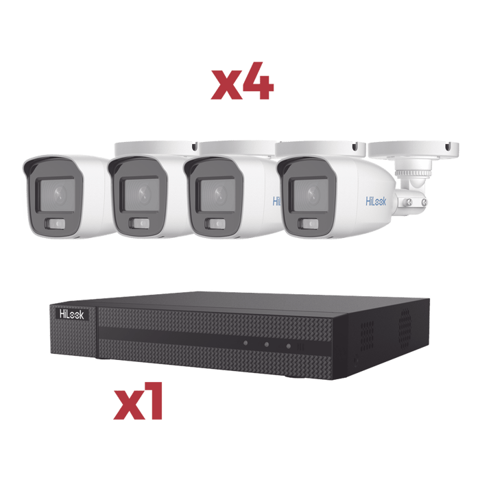 Kit DVR 4 Canales, 4 camaras 2 mp tipo bala