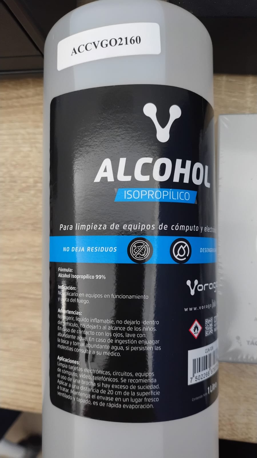 Alcohol Isopropilico liquido 1L Vorago