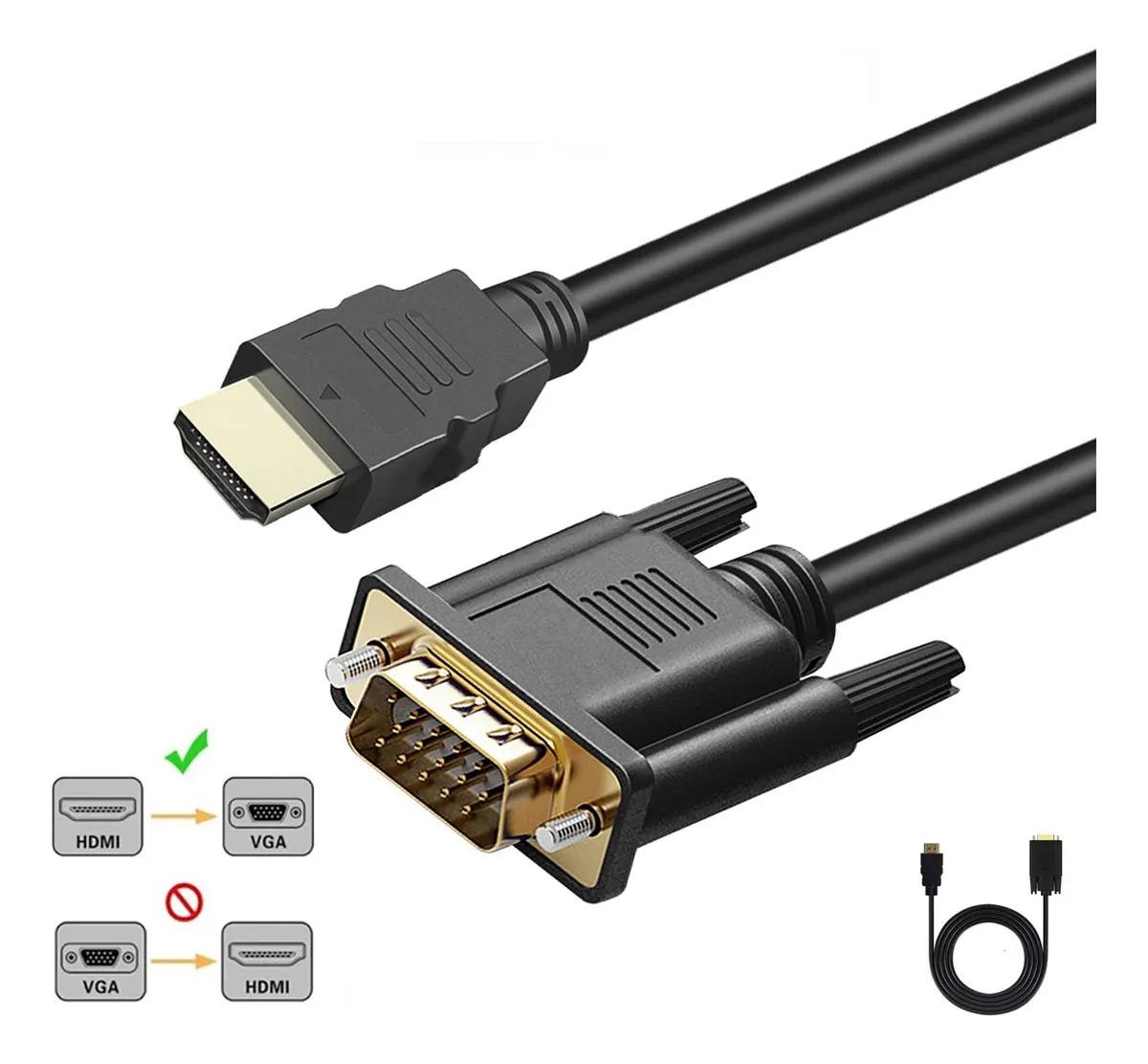 Cable Adaptador Convertidor De Video Hdmi A Vga 1080p 3m
