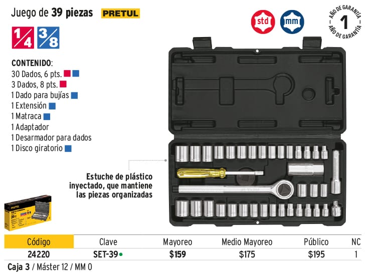 Juego de 39 herramientas Pretul