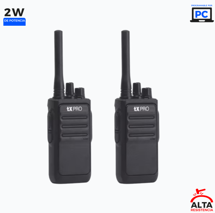 Par de radios analógicos, listos para utilizarse, operan en UHF 400-470 MHz de 2 watts de potencia