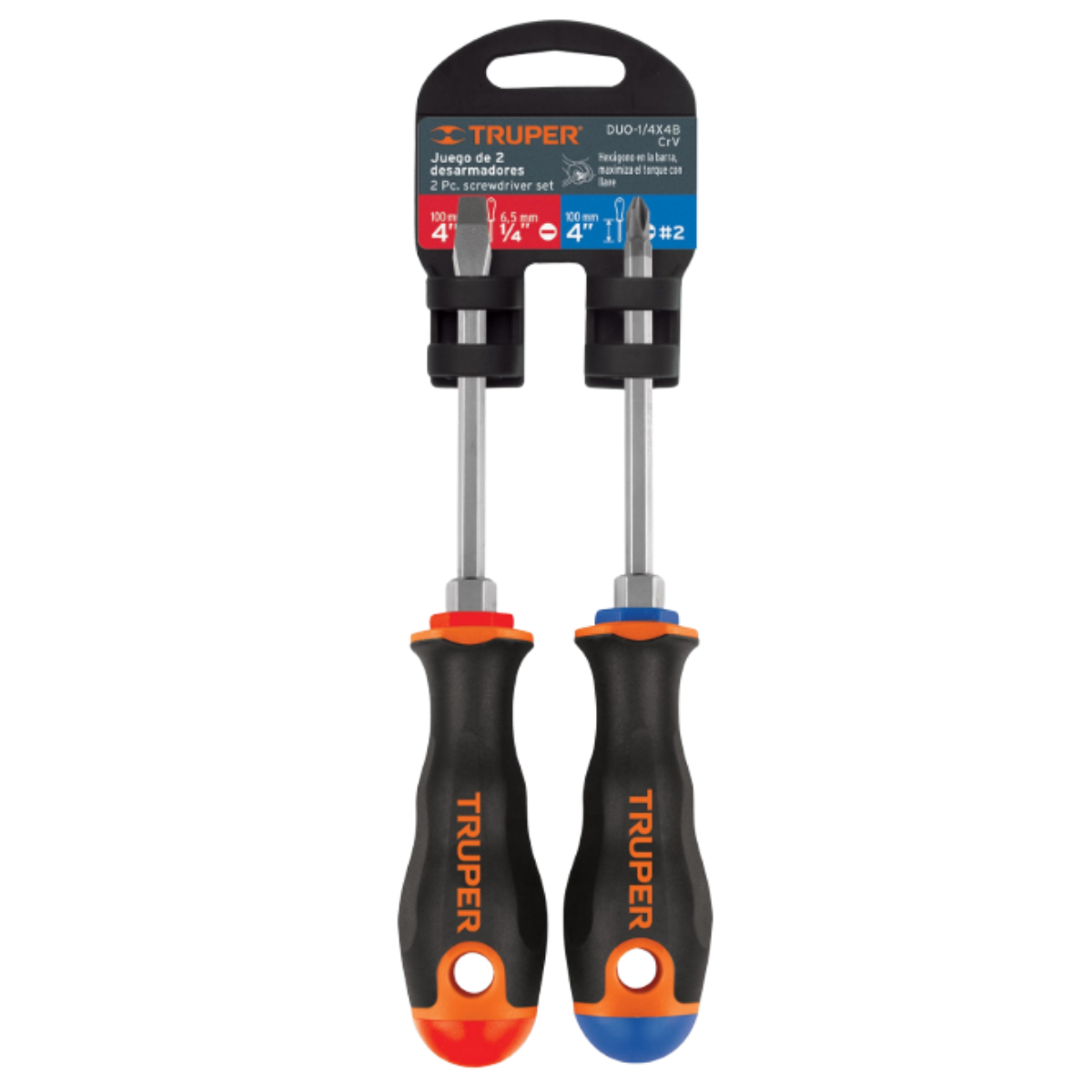 DUO DE DESARMADORES 1/4X4 MANGO COMFORT GRIP