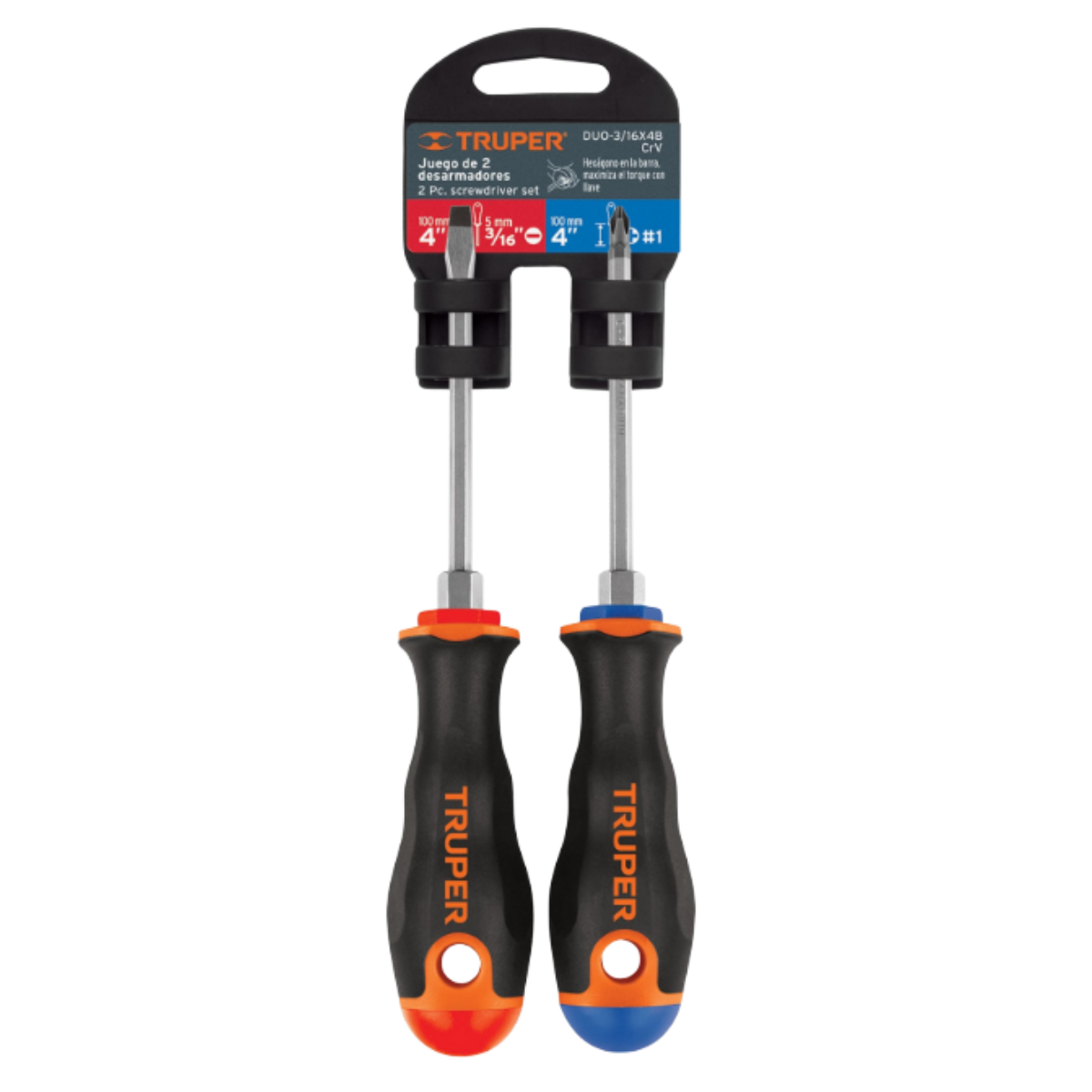 DUO DE DESARMADORES 3/16X4 MANGO COMFORT GRIP