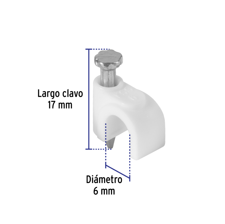 GRAPA CURVA, 6 MM, BLANCA
