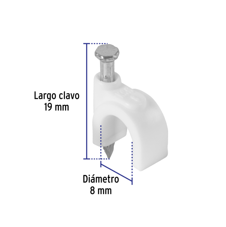 GRAPA CURVA, 8 MM, BLANCA