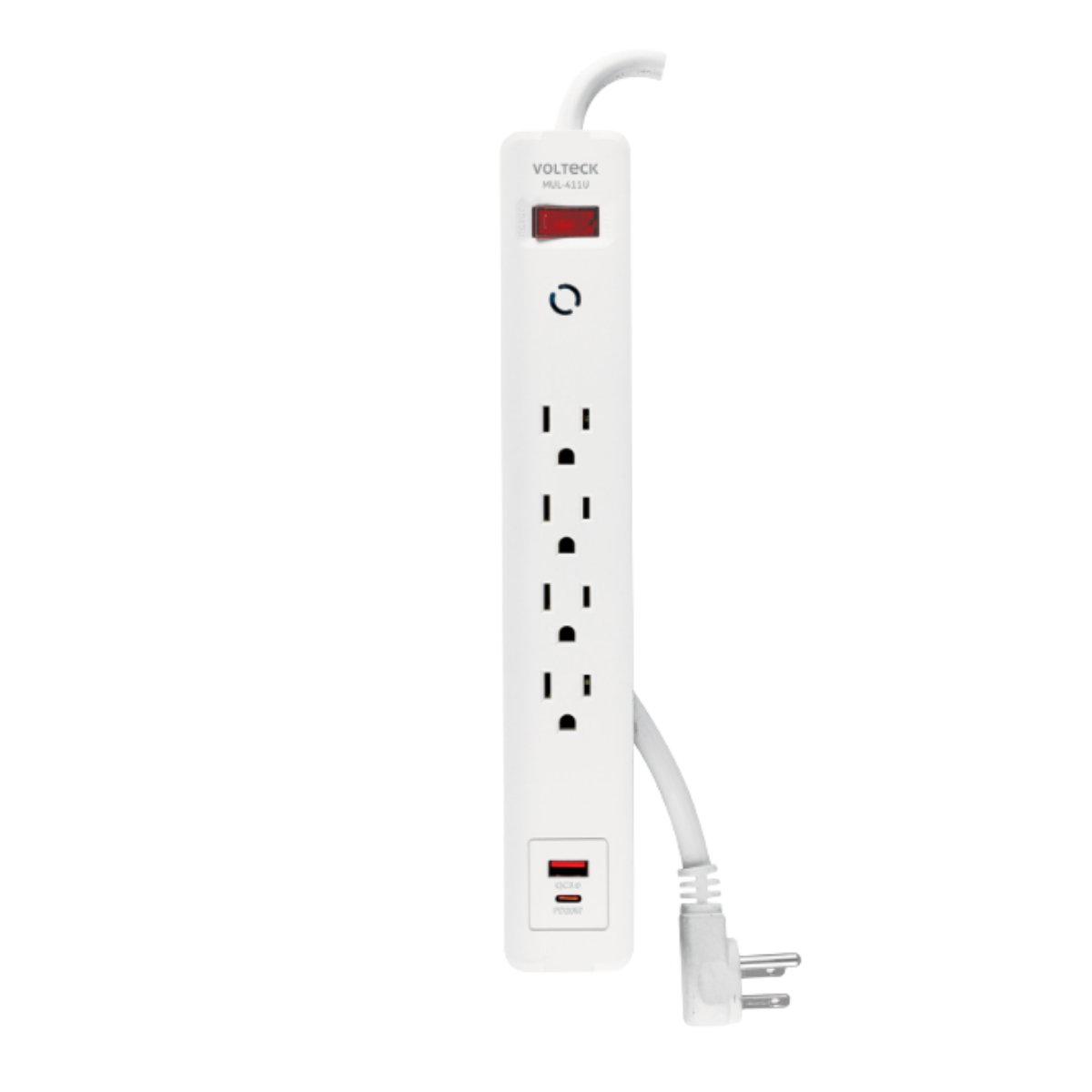 MULTICONTACTO 4 ENTRADAS, 1 USB A + 1 USB C, BLANCO, VOLTECK