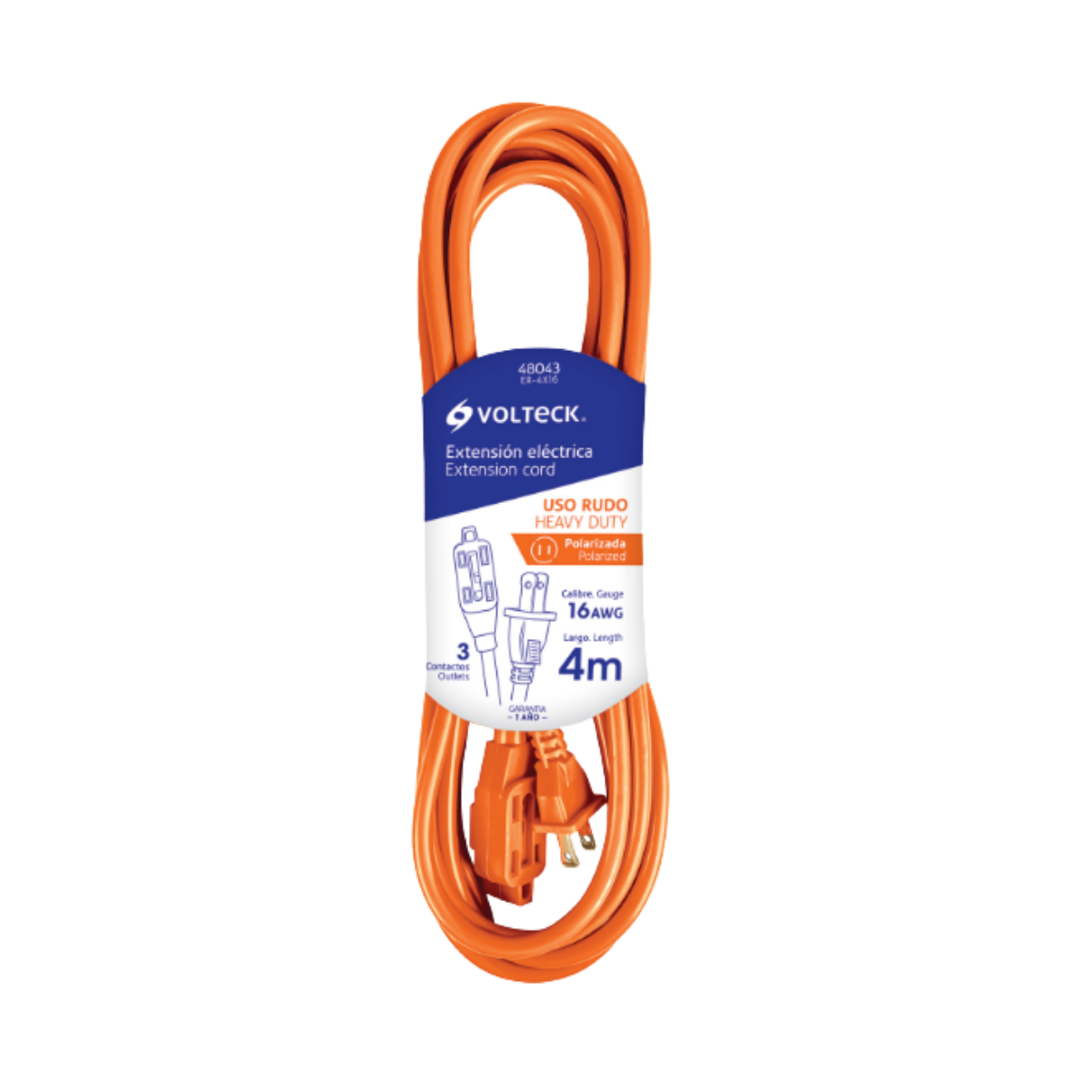 EXTENSION ELECTRICA USO RUDO, 4M, CALIBRE 16, VOLTECH
