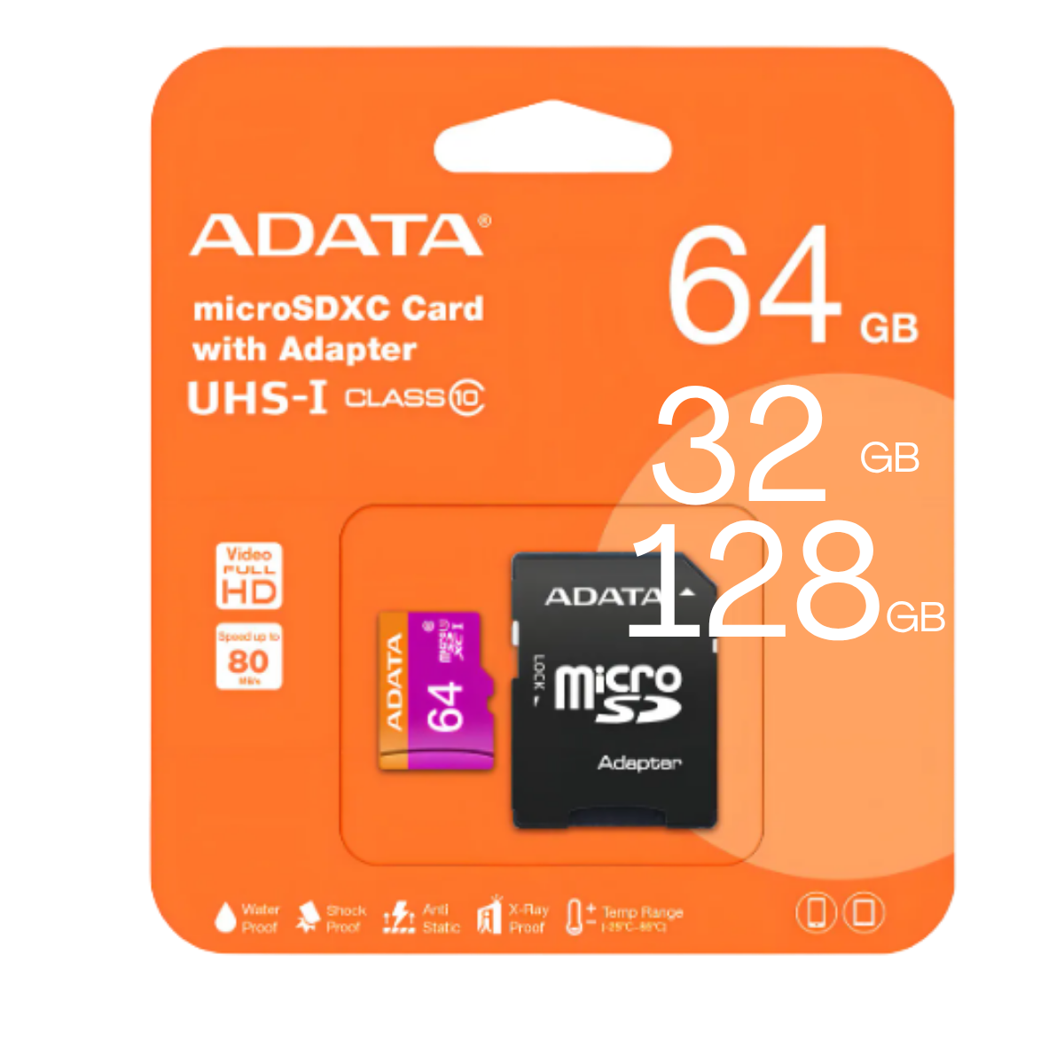 Memoria Micro SD ADATA UHS-I U1, 16,32,64,128 GB, 30 MB/s, 10 MB/s,