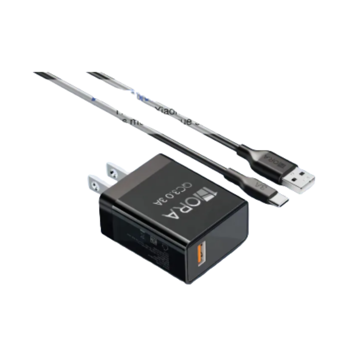 Cargador 1HORA 18W Carga Rápida Turbo con Cable USB A‑C 3A 1m,5 Negro+5 Blanco,Compatible con Samsung Xiaomi Motorola OPPO VIVO iQOO Huawei