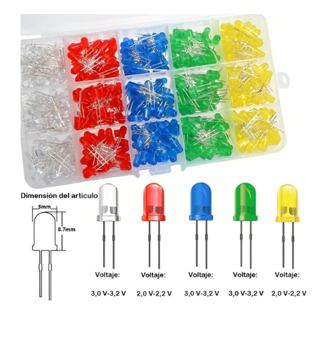 Diodos LED Superbrillantes venta x pieza Alan 5mm 5 Colores