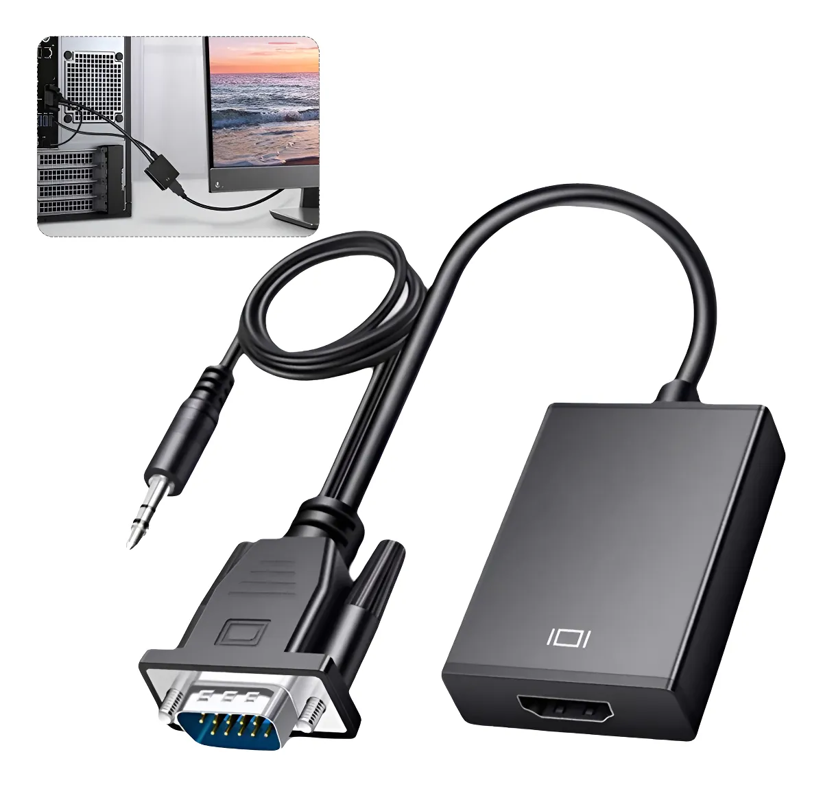 Cable Convertidor Video Vga A Hdmi + Audio Full Hd 1080p