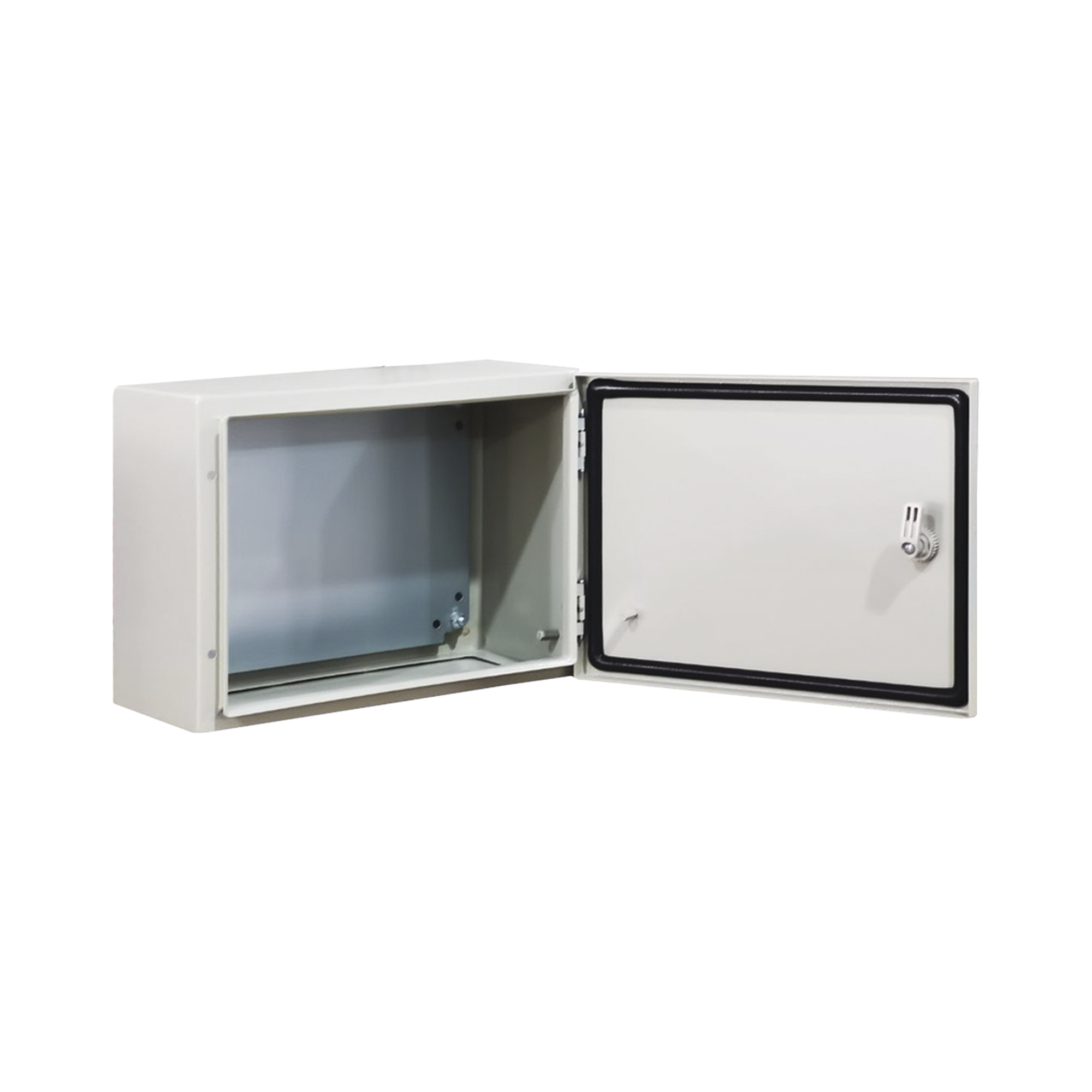 Gabinete de Acero IP66 Uso en Intemperie (400 x 300 x 300 mm) con Placa Trasera Interior Metálica y Compuerta Inferior Atornillable (Incluye Chapa y Llave T)