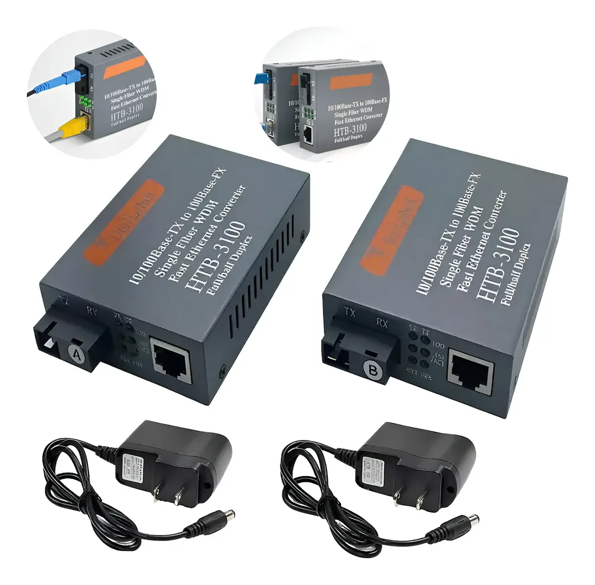 Convertidor Fibra Óptica Medios 10/100 Ethernet 25km