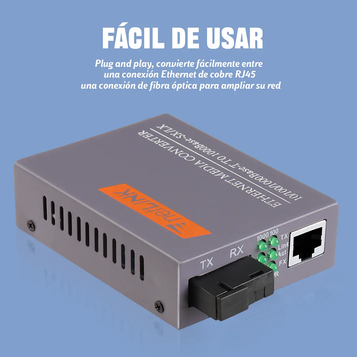 Convertidor De Medio De Fibra Óptica De 1000 Mb