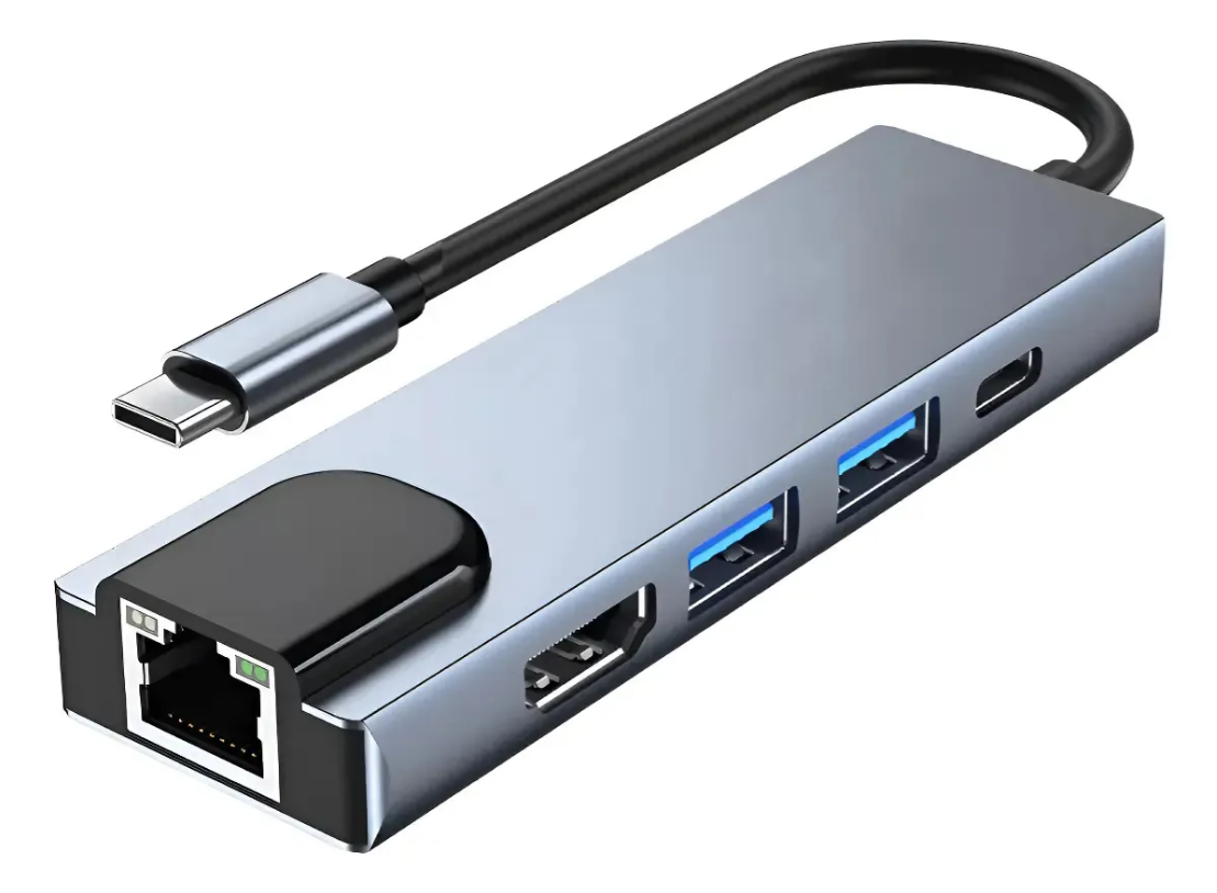 Adaptador Tipo C Hub 5 En 1 Adaptador Usb C A Hdmi 4k, 2*usb 3.0, Usb C Datos Puerto, 100w Pd Carga