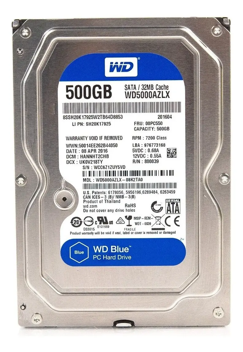 Disico Duro Western Digital WD Caviar Blue 500GB azul