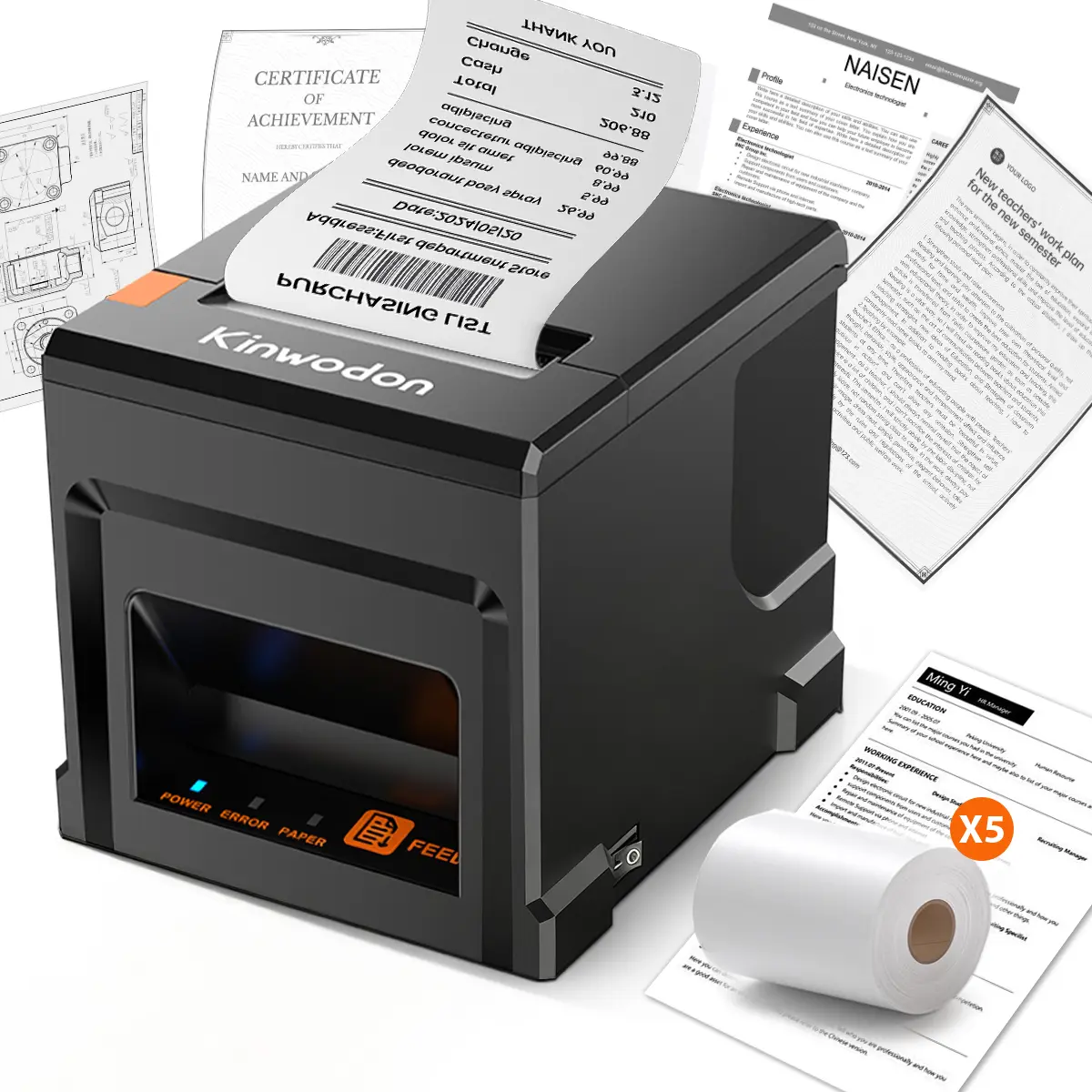 Impresora Térmica Tickets Recibos 80mm Esc/pos Kinwodon Con Corte Automático Con Interface De Usb Y Red Ethernet Y Puerto De Caja Registradora