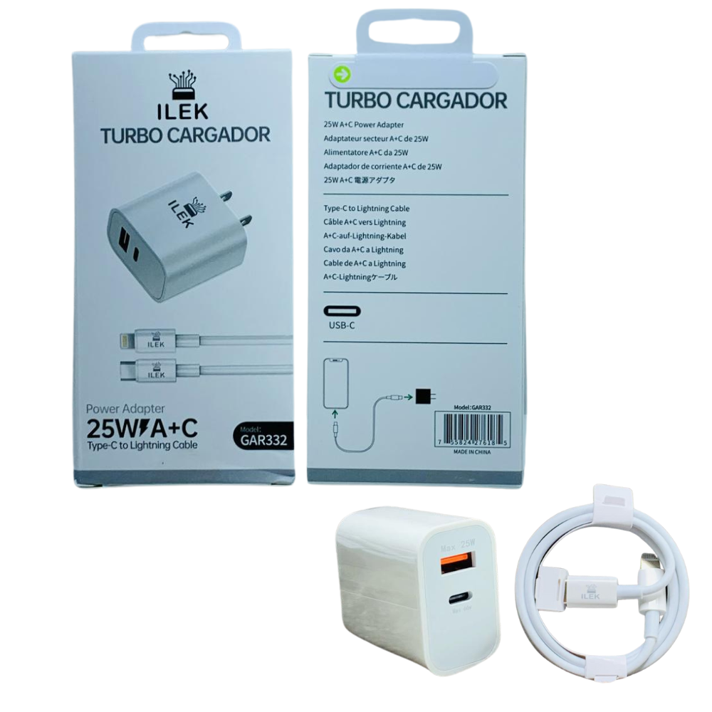 CARGADOR TIPO C A LIGHTNING GAR332 25W ILEK
