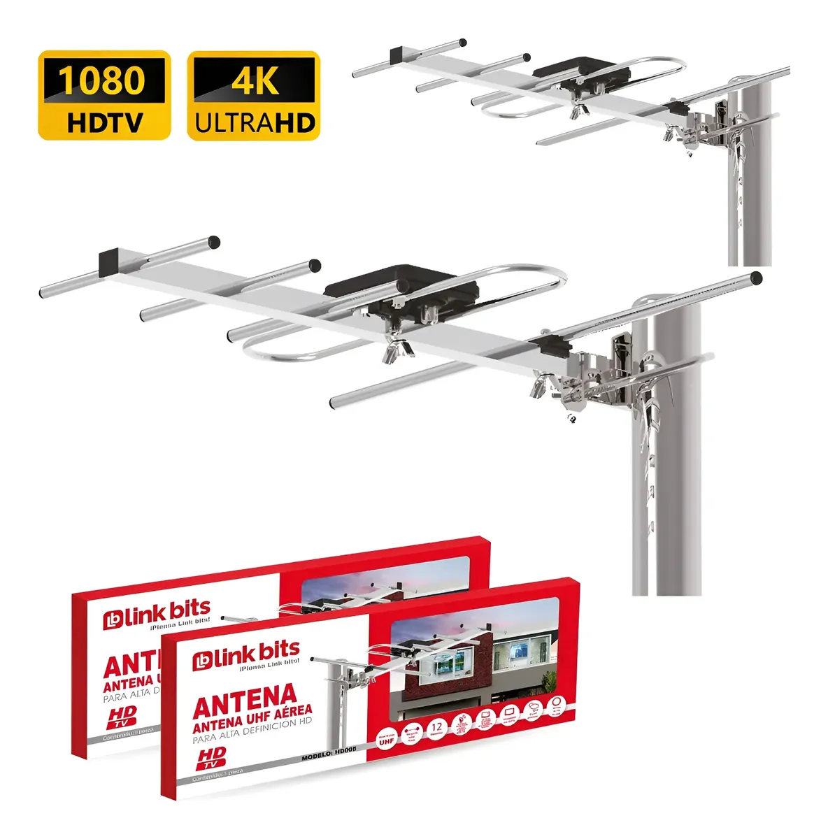 Antena Hd Exterior Para Tv Digital Con Tv Cable 10m
