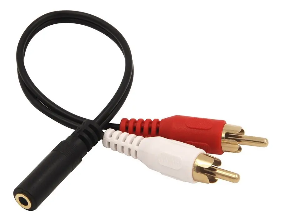 Cable Adaptador 2 Rca Machos A Jack 3.5mm Hembra Estereo