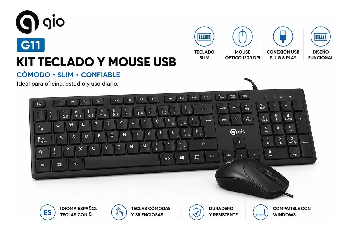 Kit Teclado Y Mouse Usb Gio G11