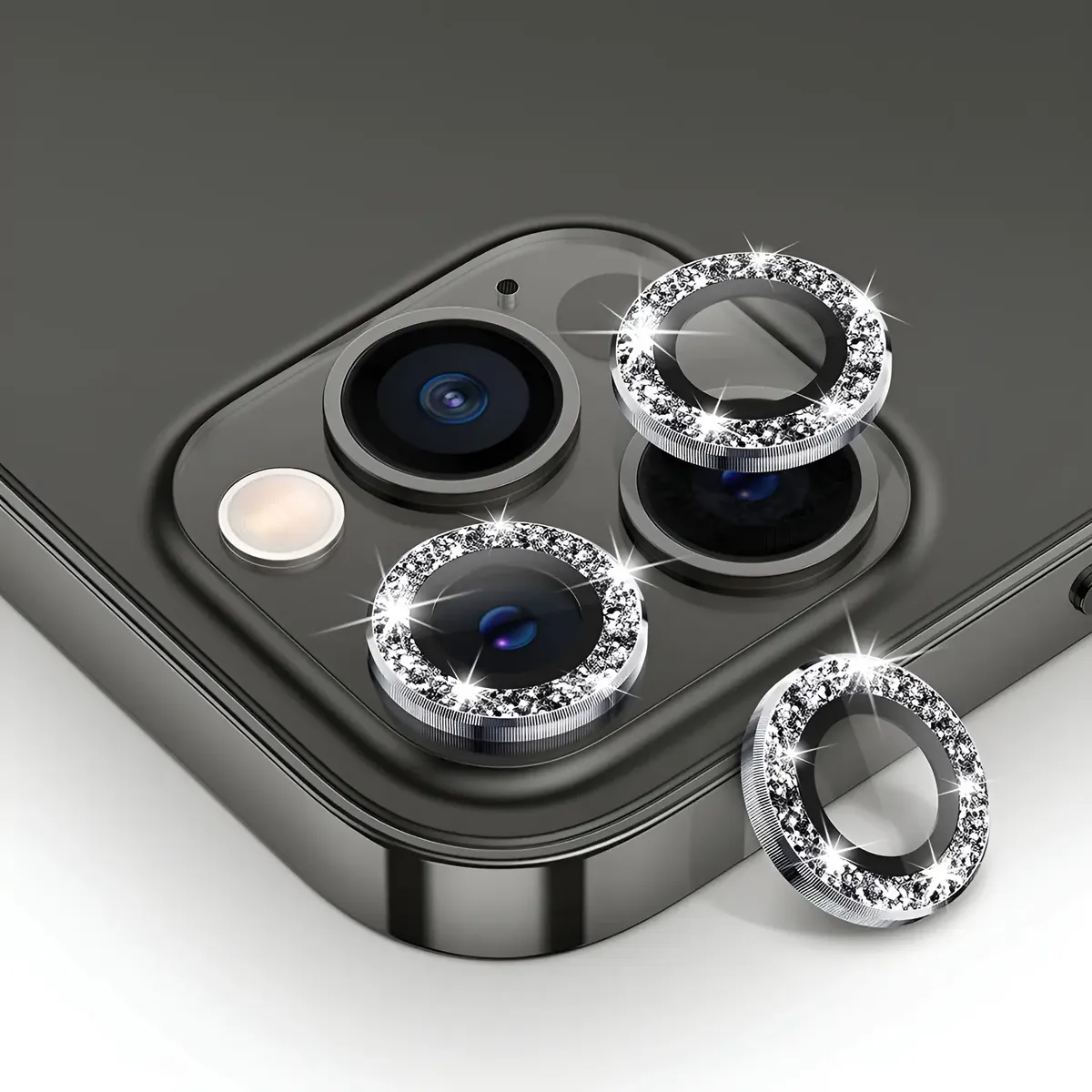 Mica Lente Cámara Para iPhone Glitter Cristal Diamant Brillo