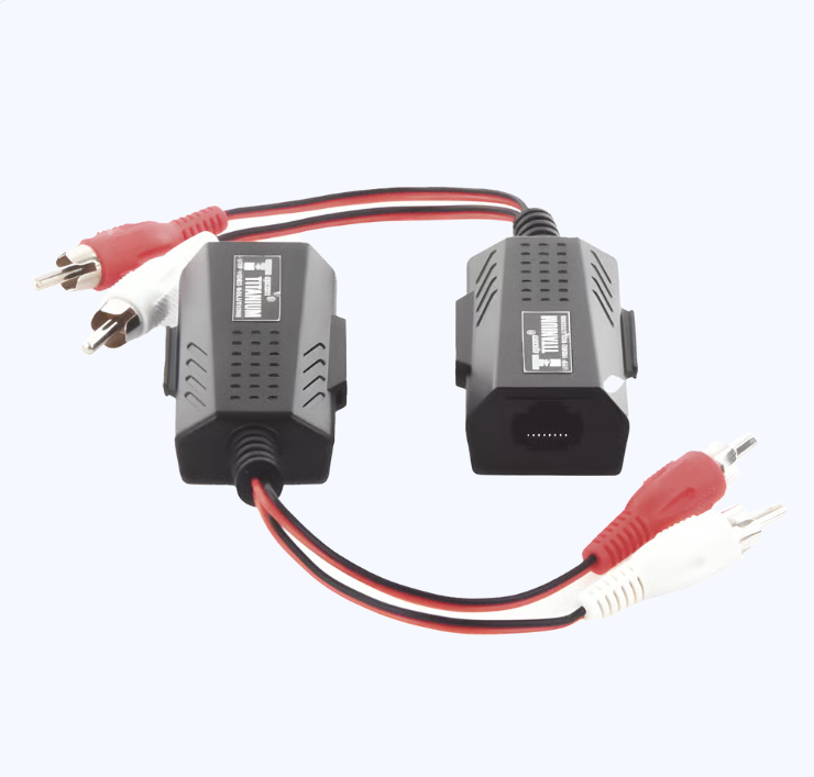 Balun Extensor de Audio Analogo Estereo RCA a RJ45 / Distancia 800 Metros
