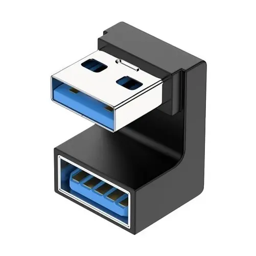 Cople Adaptador Usb-a Hembra A Usb-a Macho Forma En U 180° Negro