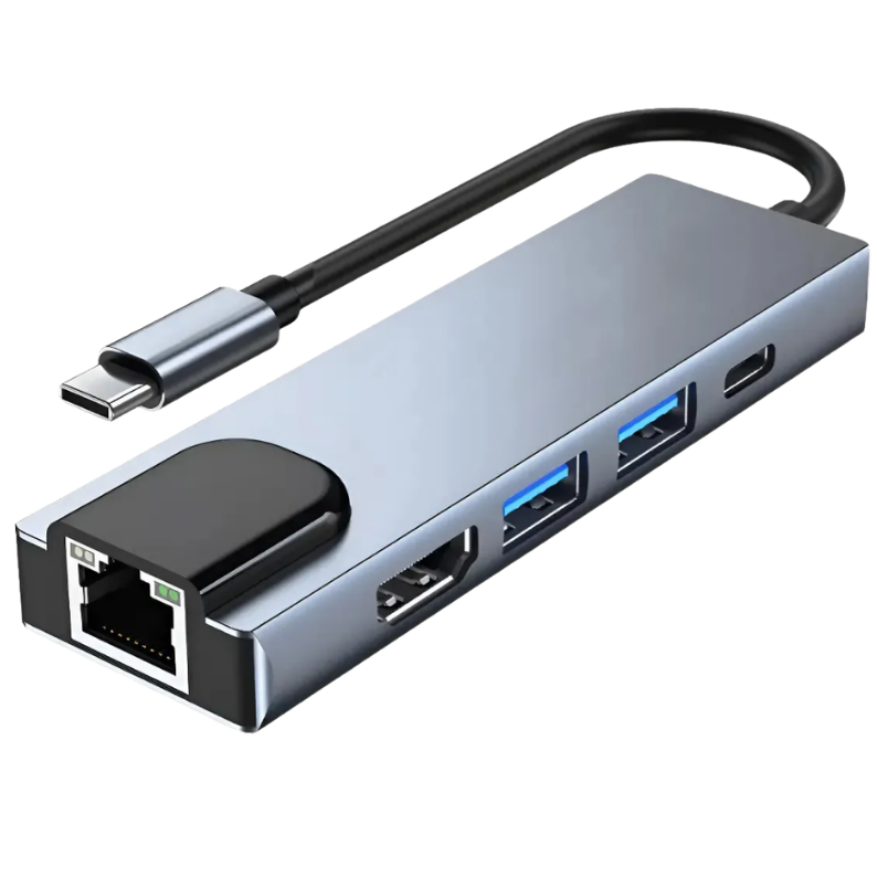 Adaptador Tipo C Hub 5 En 1 Adaptador Usb C A Hdmi 4k, 2*usb 3.0, Usb C Datos Puerto, 100w Pd Carga