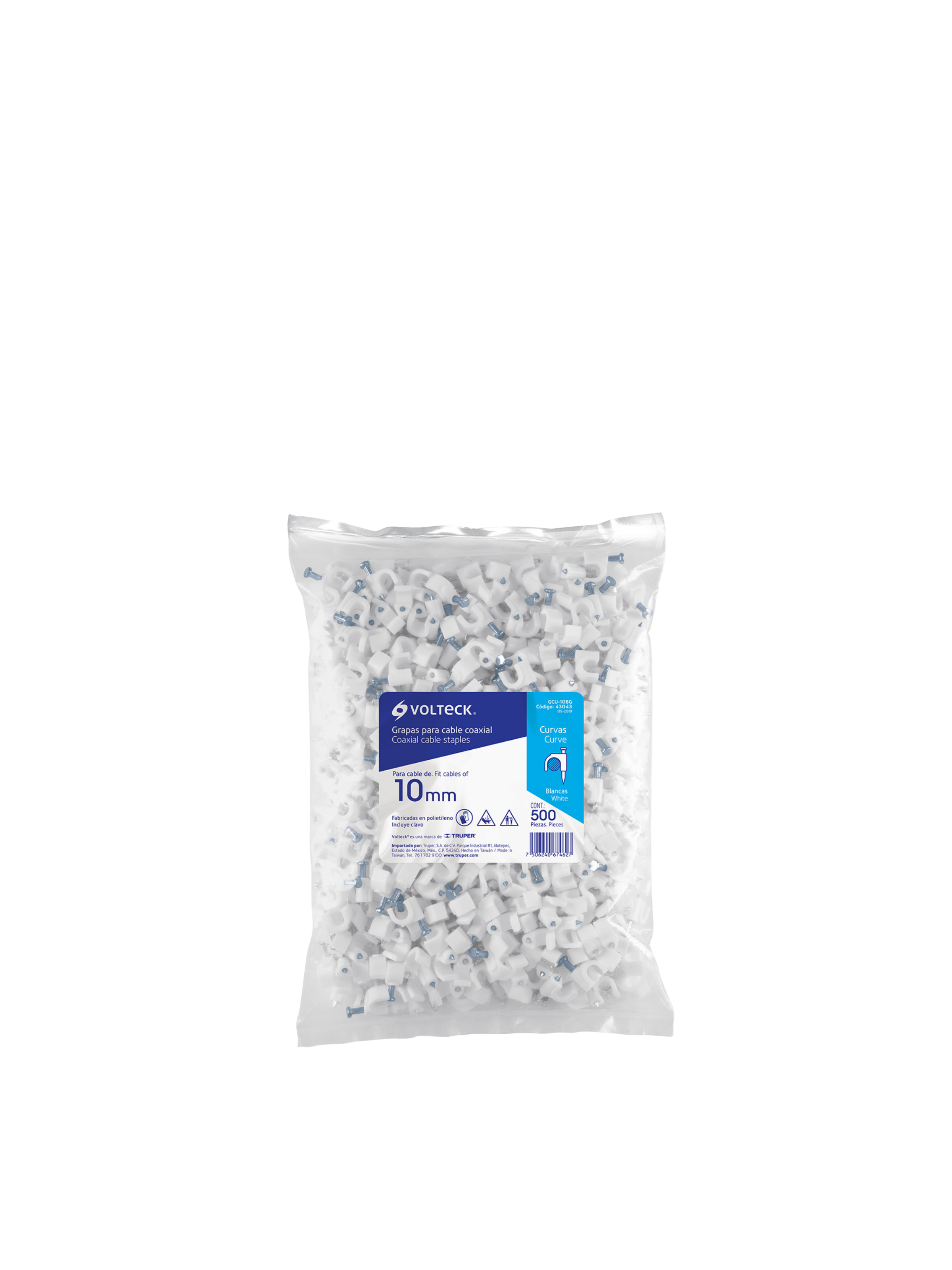 bolsa de 100 grapas blancas curva 5mm