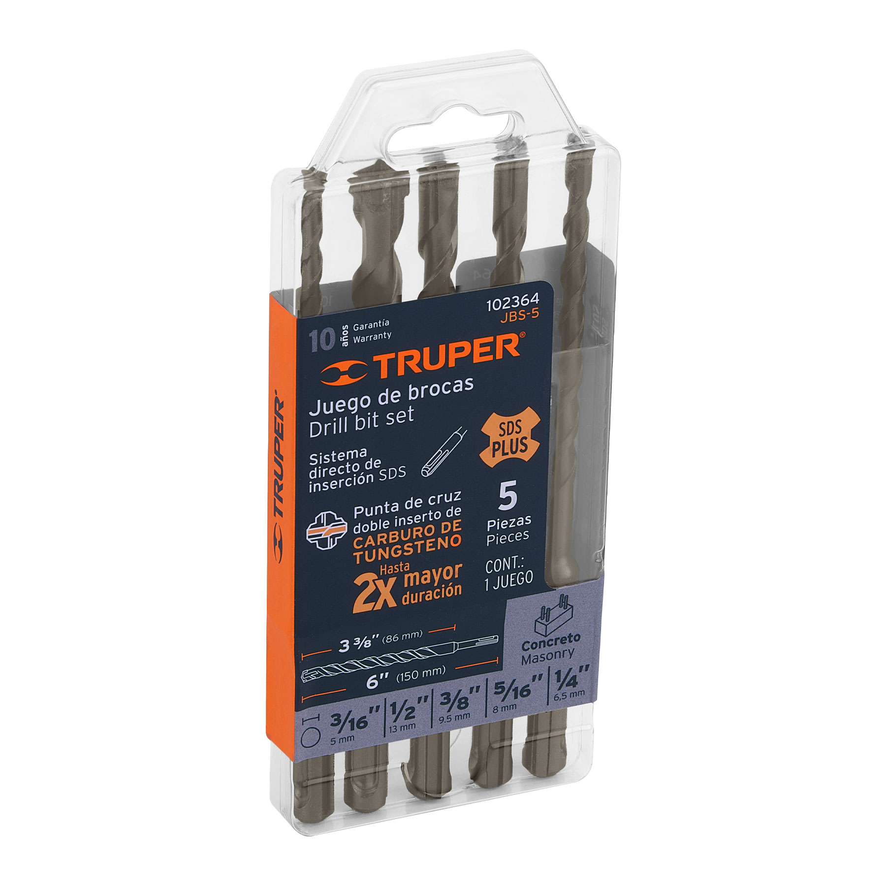 Broca para concreto, Truper (clave JBS-5, código 102364)