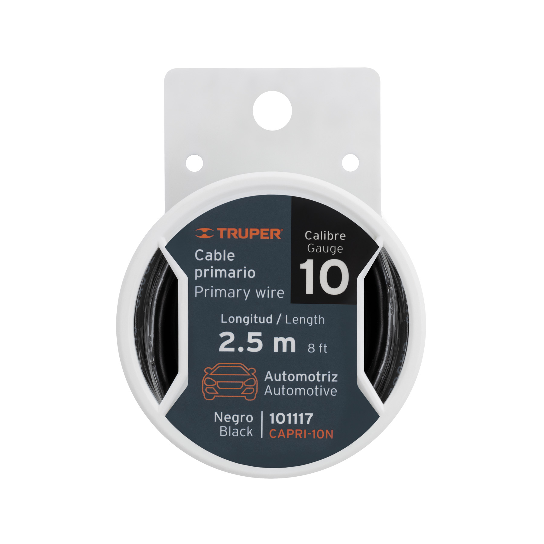 Cable pasacorriente para automóvil, 10 2.5 m 5 mm, Truper (clave CAPRI-10N, código 101117)