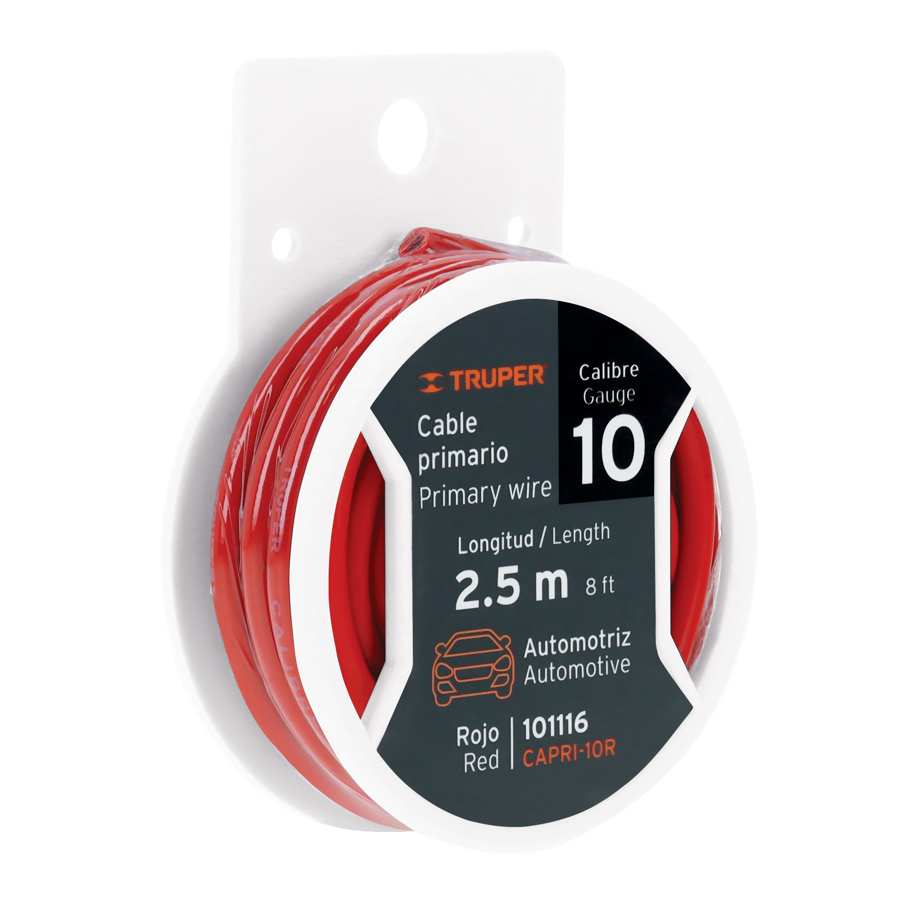 Cable pasacorriente para automóvil, 10 2.5 m 5 mm, Truper (clave CAPRI-10R, código 101116)
