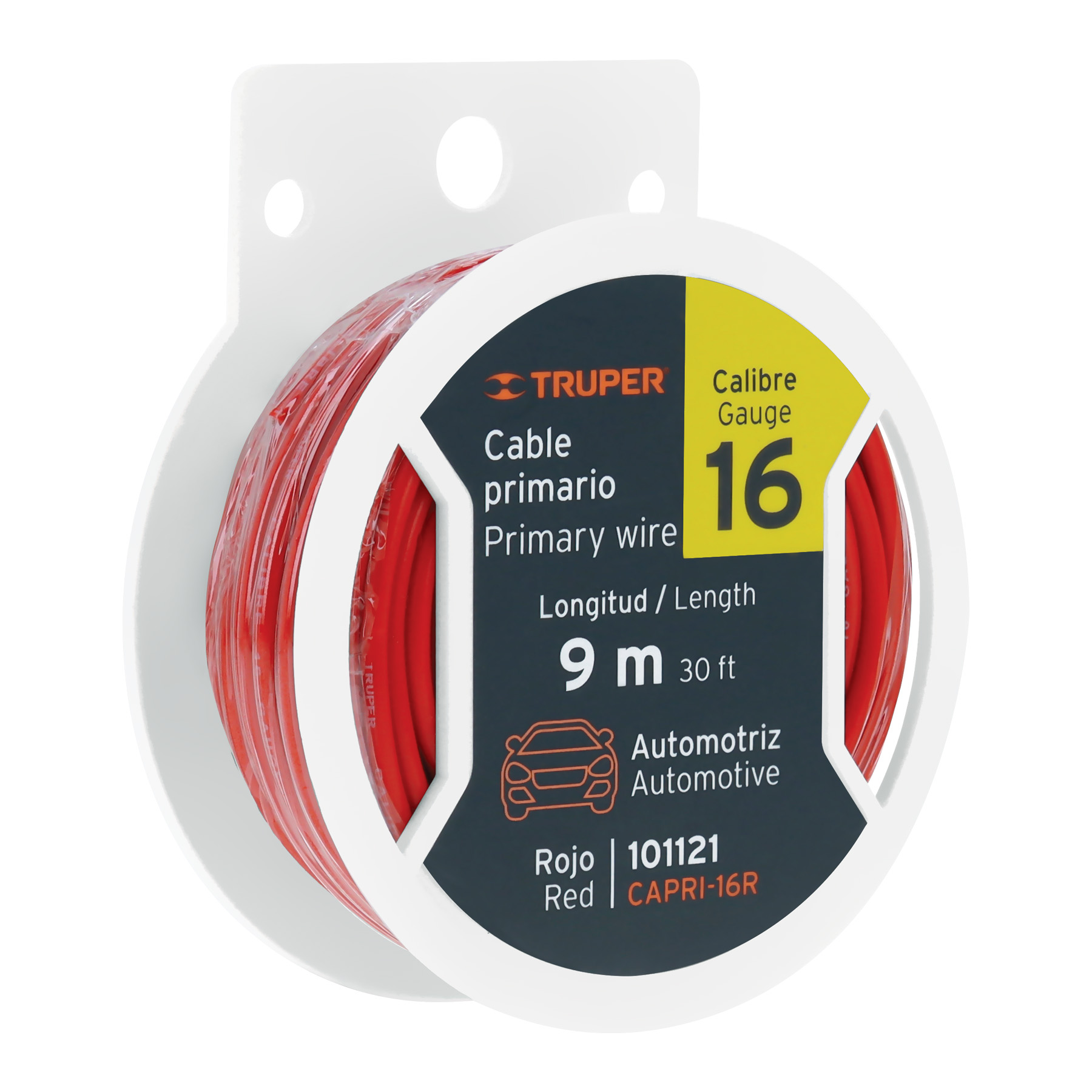 Cable pasacorriente para automóvil, 16 9m 1 mm, Truper (clave CAPRI-16R, código 101121)