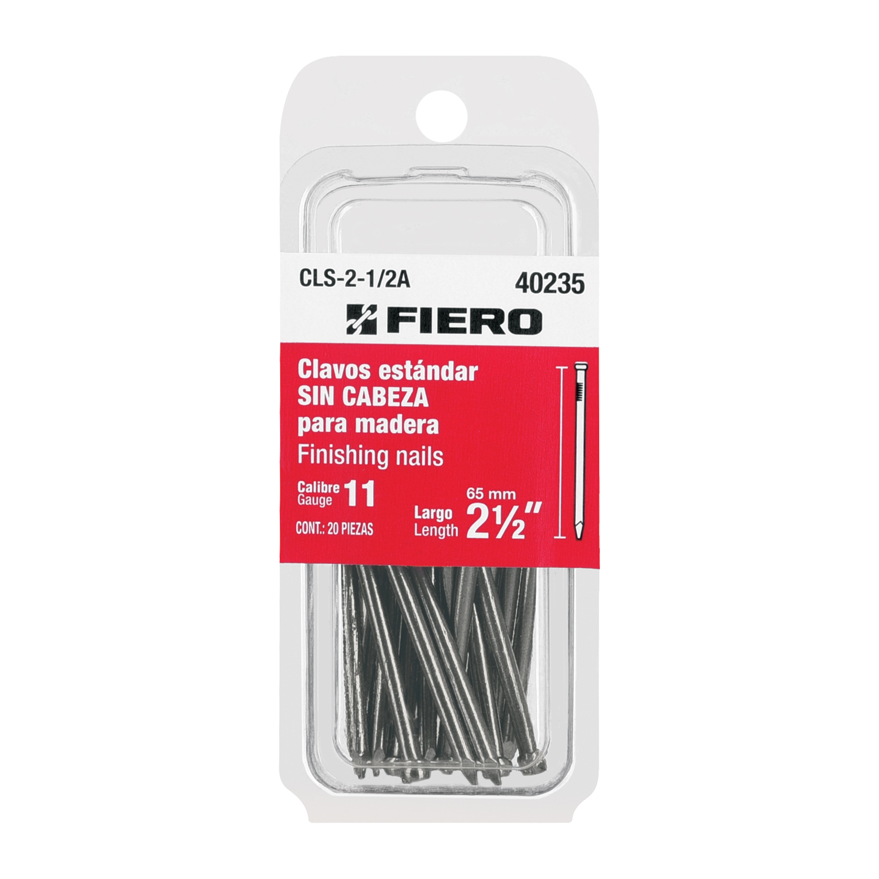 Clavo y pija de fijación, C -2-1 2A 11 (65 mm) 20, Fiero (clave C1S-2-1/2A, código 40235)