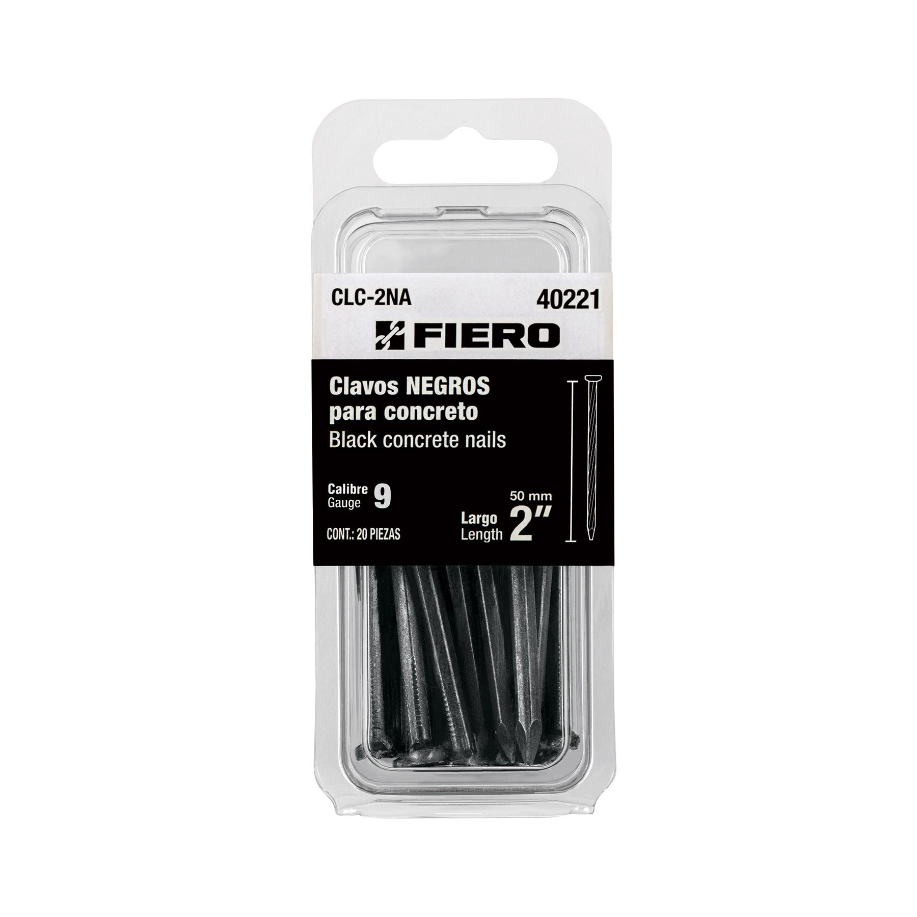 Clavo y pija de fijación, C C-2 A (50 mm) 20, Fiero (clave CLC-2NA, código 40221)