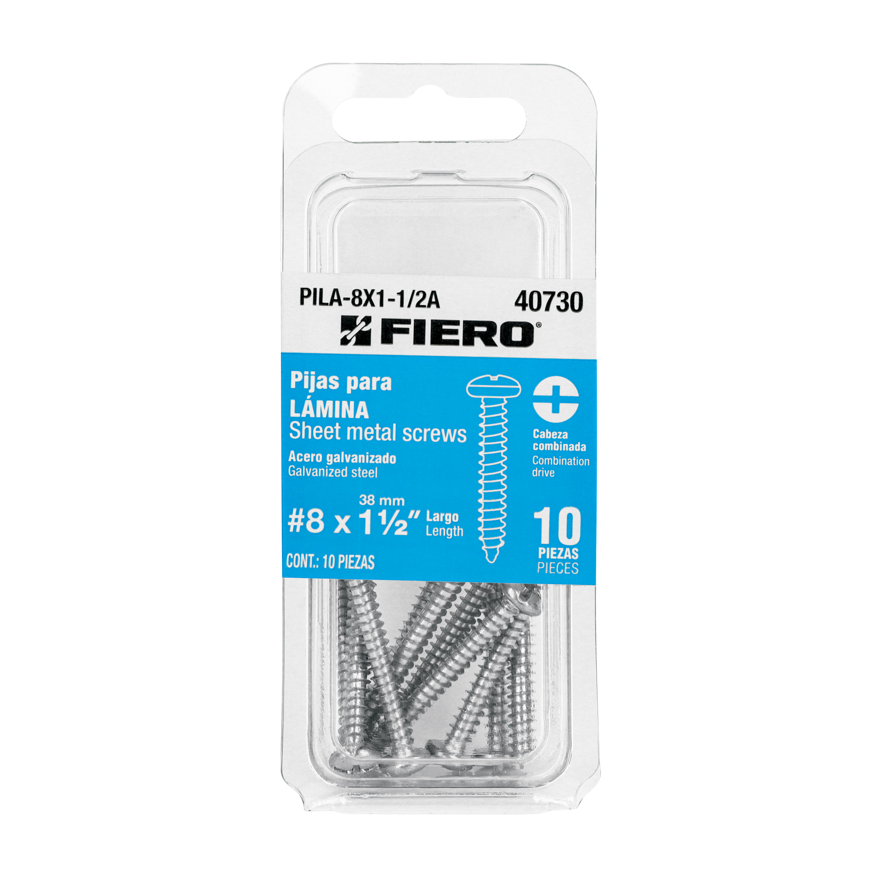 Clavo y pija de fijación, P A-8 1-1 2A (38 mm) 10, Fiero (clave PILA-BXI-/2A, código 40730)