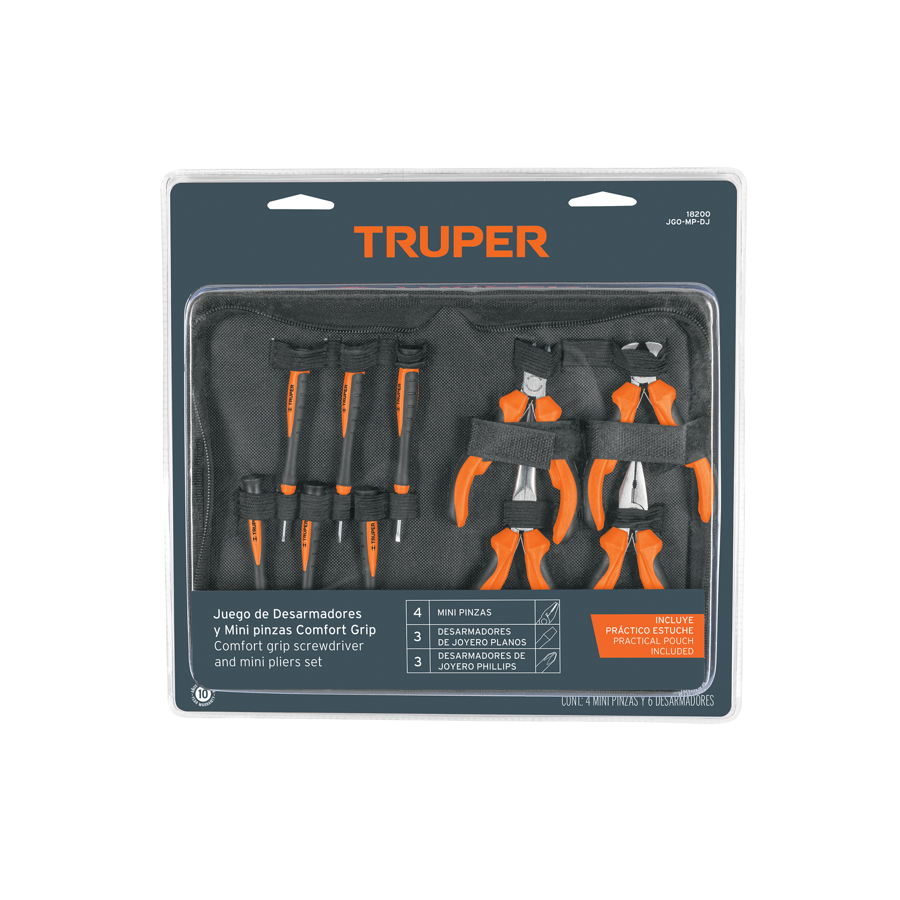 Pinza de precisión, Truper (clave JGO-MP-DJ, código 18200)
