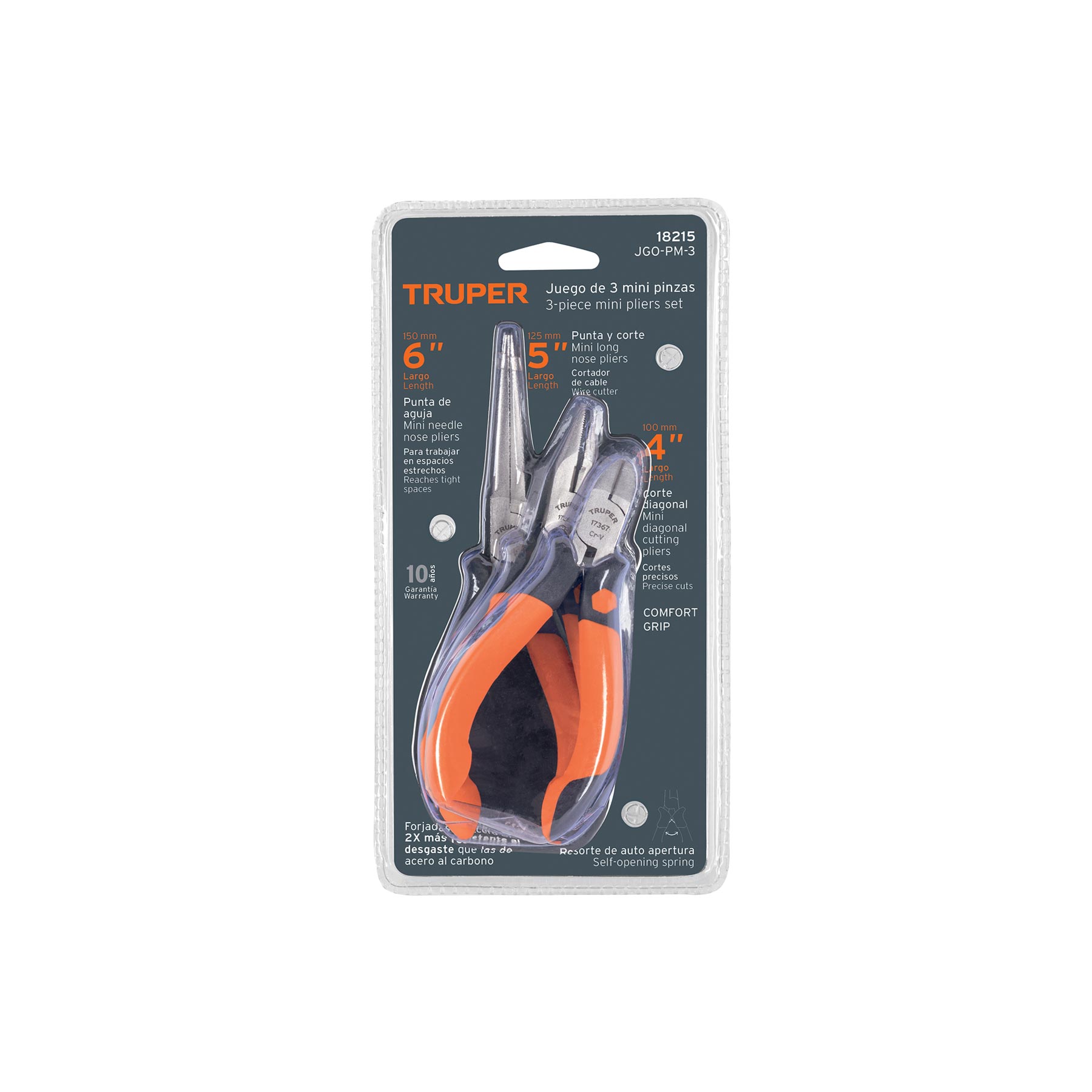 Pinza de precisión, Truper (clave JGO-PM-3, código 18215)