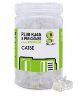 Plugs RJ45, CAT5e, Multifilar, Modular, UTP sólido, Bote c/100 Pzs